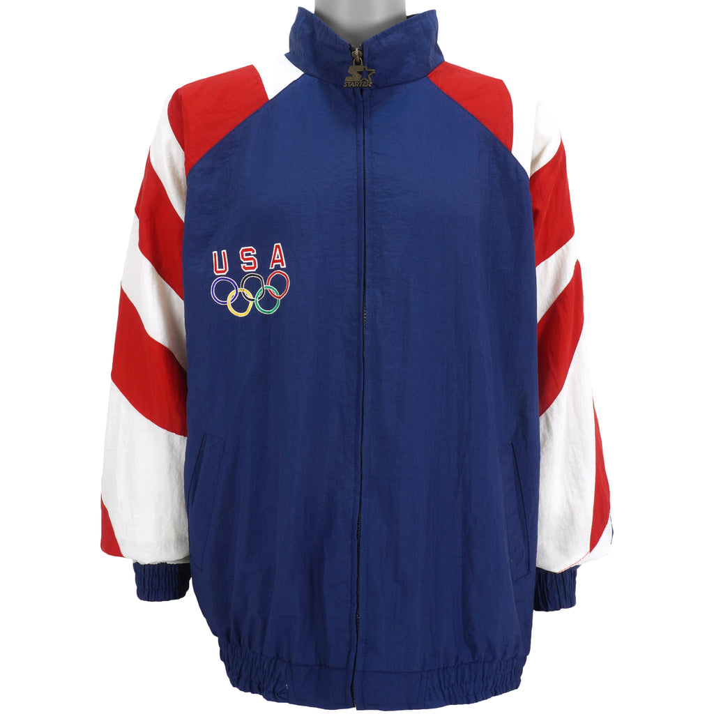Starter - Blue U.S. Olympic Team Big Logo Jacket 1996 X-Large Vintage Retro