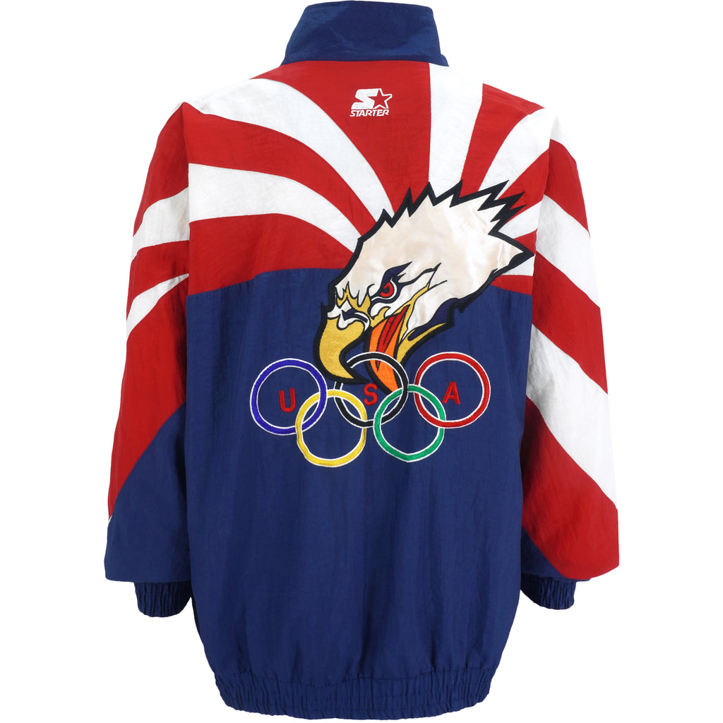 Starter - Blue U.S. Olympic Team Big Logo Jacket 1996 X-Large Vintage Retro