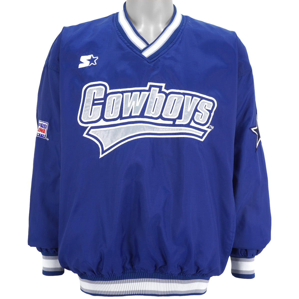 Starter - Dallas Cowboys Big Spell-Out Pullover Windbreaker 1990s Large Vintage Retro Football