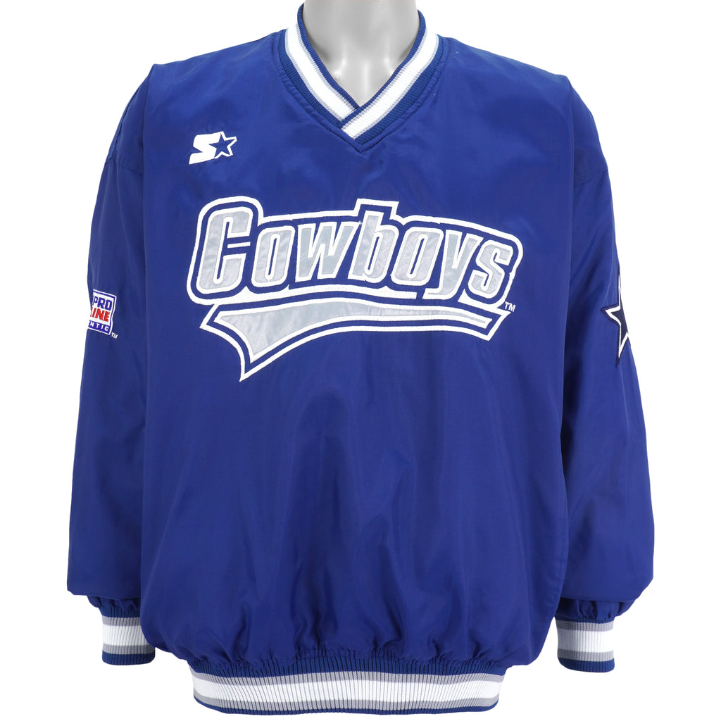 Starter - Dallas Cowboys Big Spell-Out Pullover Windbreaker 1990s Large Vintage Retro Football