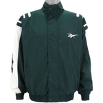 Reebok - Green & White Windbreaker 1990s Medium