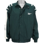Reebok - Green Zip & Button-Up Windbreaker 1990s Medium Vintage Retro