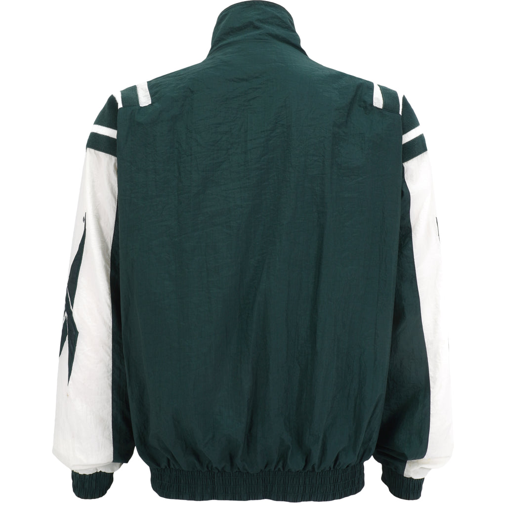 Reebok - Green Zip & Button-Up Windbreaker 1990s Medium Vintage Retro
