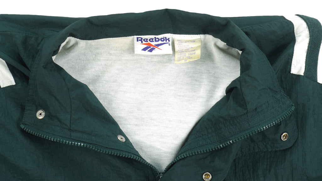 Reebok - Green Zip & Button-Up Windbreaker 1990s Medium Vintage Retro