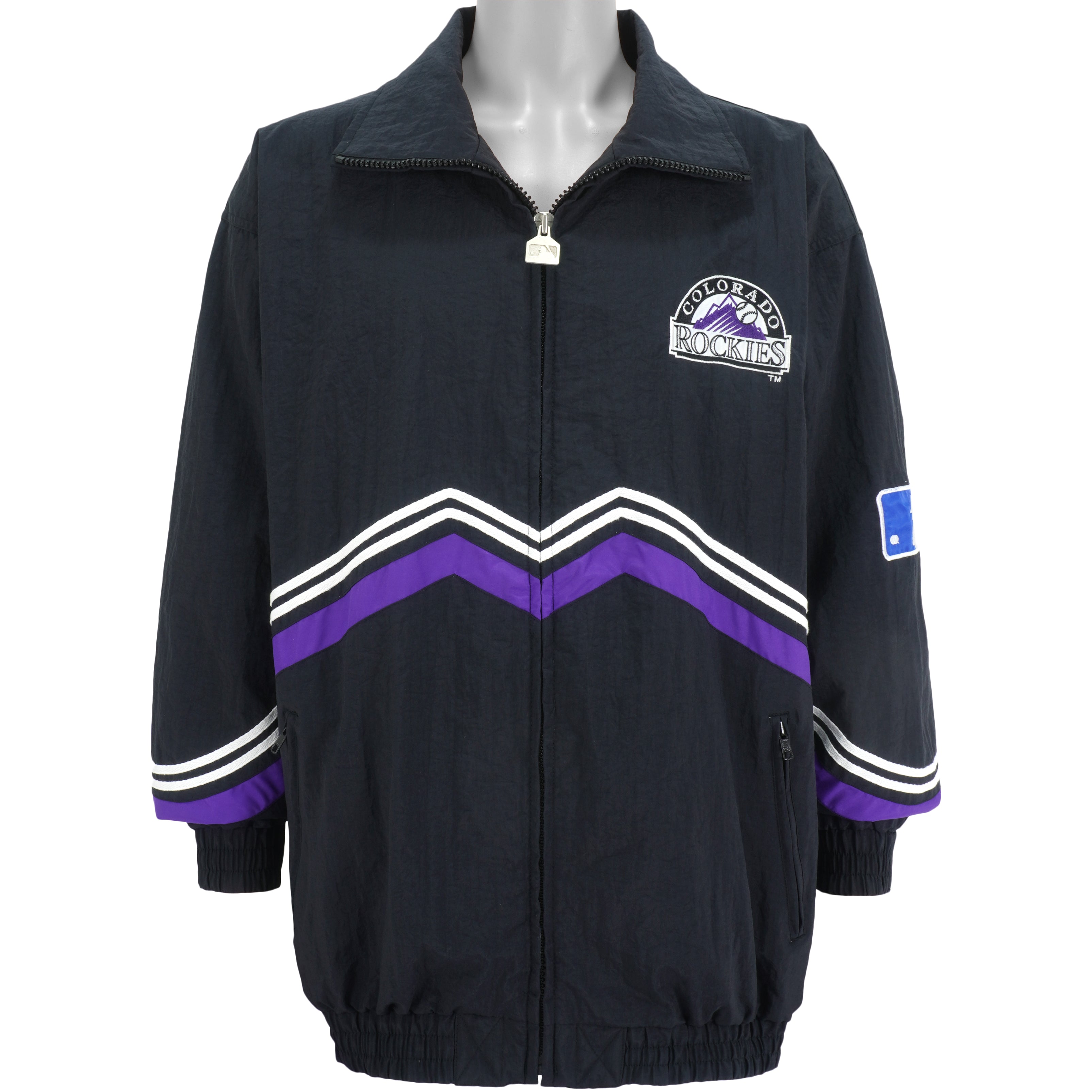 MLB (Genuine Merchandise) - Colorado Rockies Zip-Up Windbreaker 1990s X-Large Vintage Retro Baseball