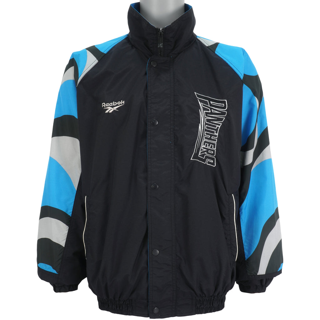 NFL (Reebok) - Carolina Panthers Zip & Button-Up Windbreaker 1990s X-Large Vintage Retro Football
