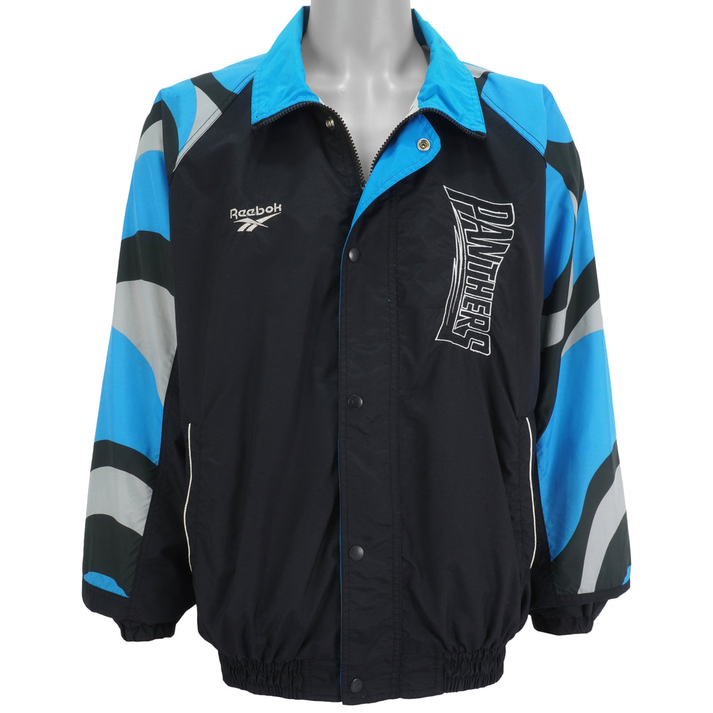 NFL (Reebok) - Carolina Panthers Zip & Button-Up Windbreaker 1990s X-Large Vintage Retro Football