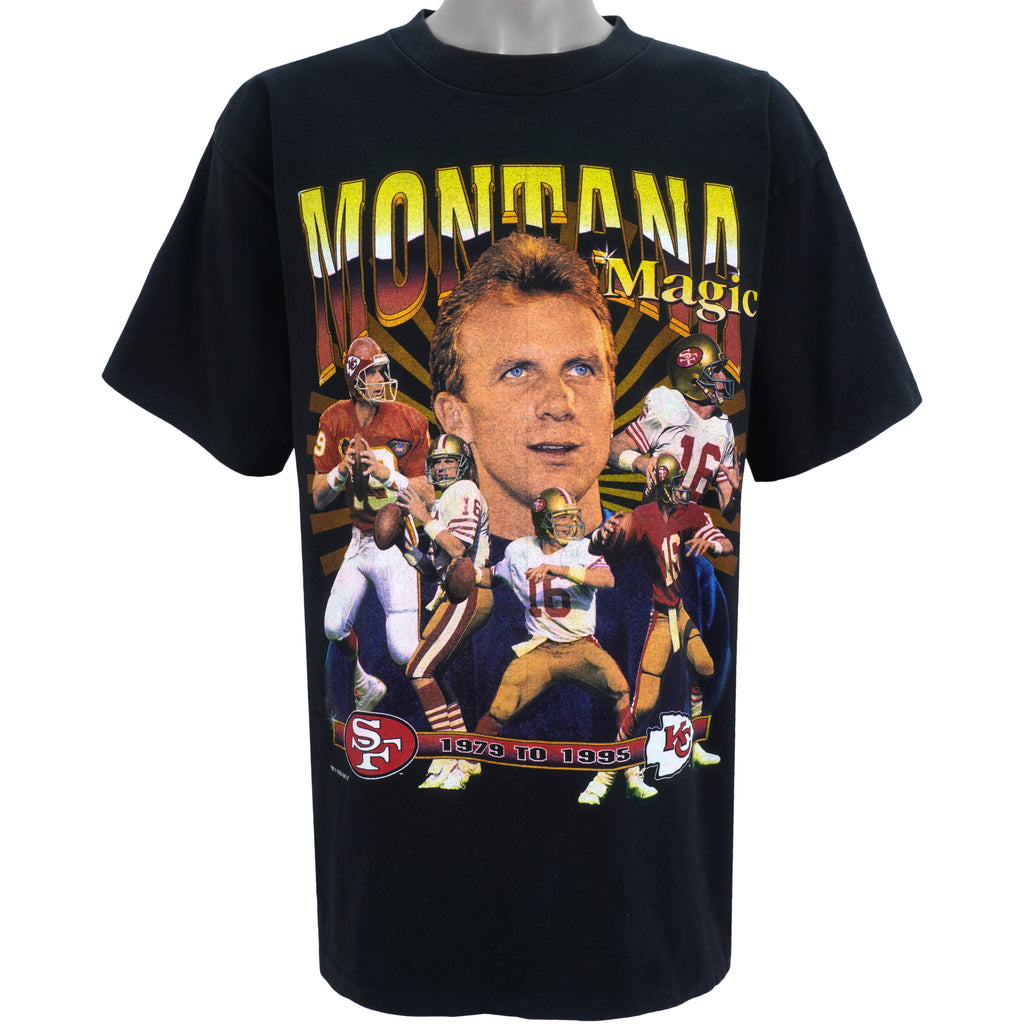 NFL (Salem) - Kansas City Chiefs, Joe Montana 2 Side T-Shirt 1995 X-Large Vintage Retro