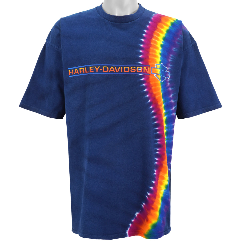 Harley Davidson - Spell-Out Tied-Dyed T-Shirt 1990s X-Large Vintage Retro