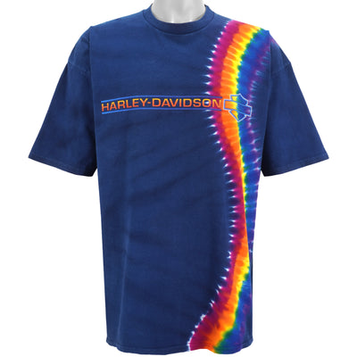 Harley Davidson - Spell-Out Tied-Dyed T-Shirt 1990s X-Large