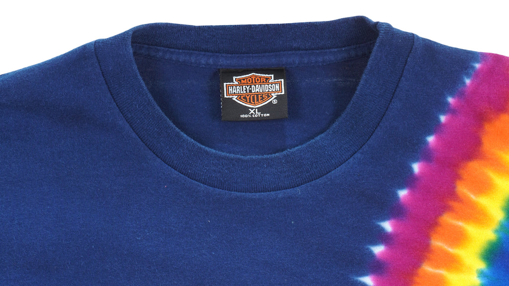 Harley Davidson - Spell-Out Tied-Dyed T-Shirt 1990s X-Large Vintage Retro