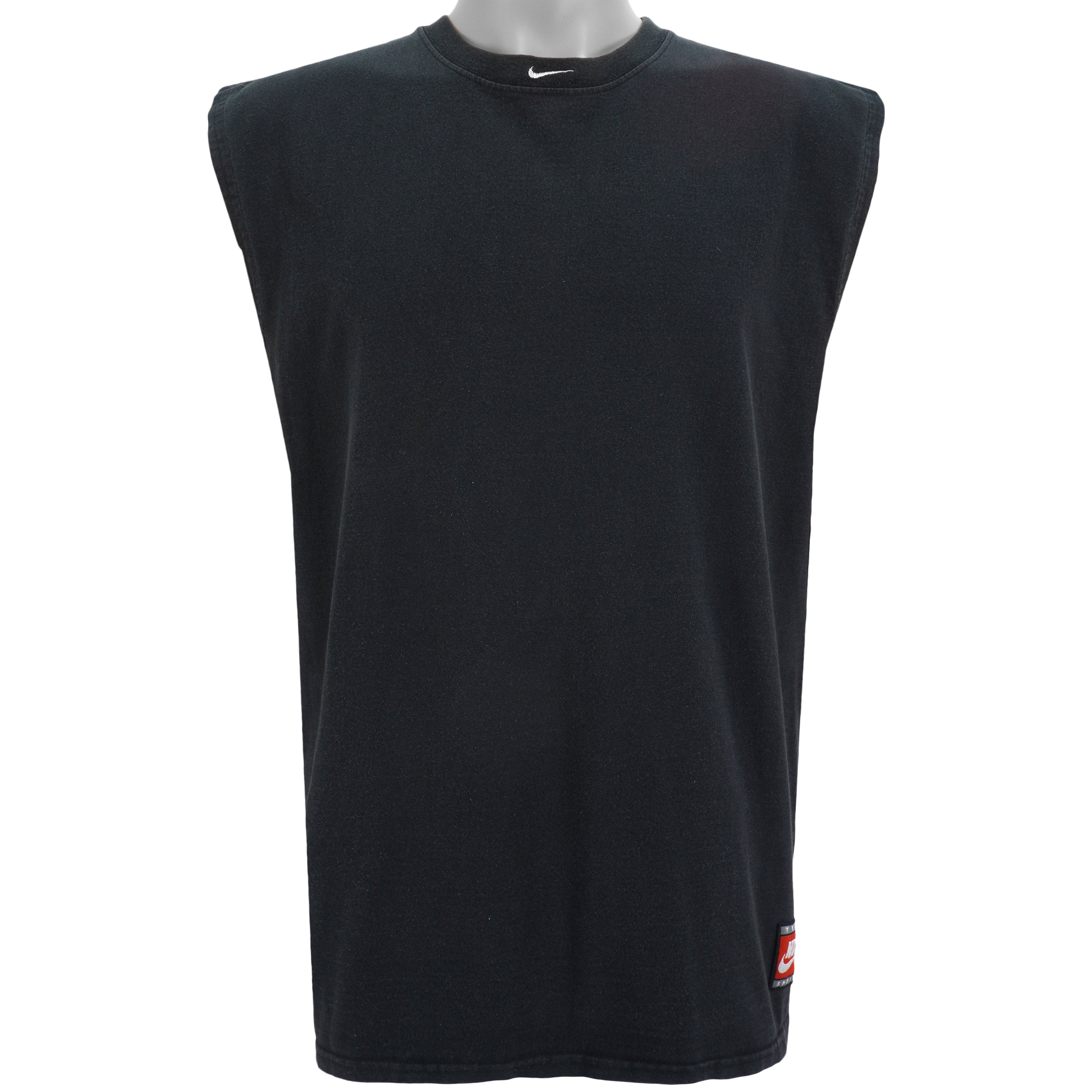 Nike - Black Embroidered Sleeveless Shirt 1990s Medium Vintage Retro