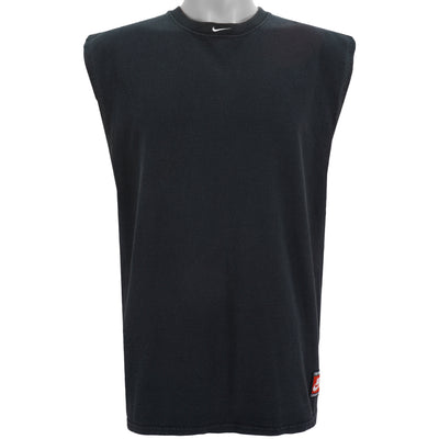 Nike - Black Embroidered Sleeveless Shirt 1990s Medium
