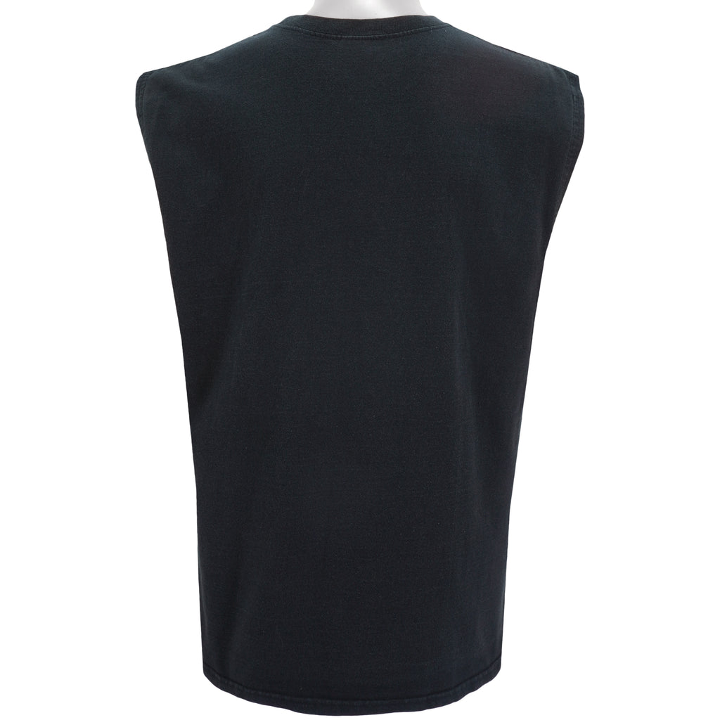 Nike - Black Embroidered Sleeveless Shirt 1990s Medium Vintage Retro