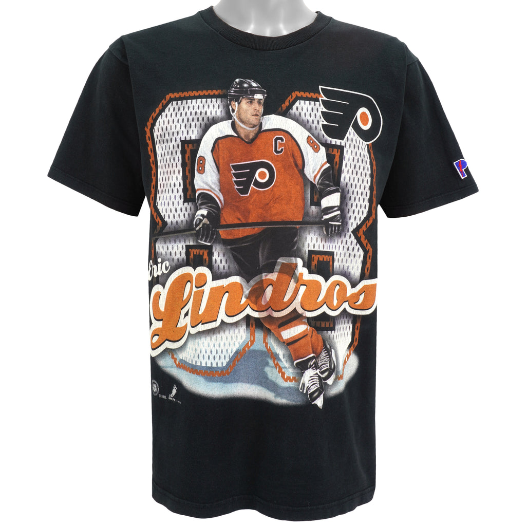 NHL - Philadelphia Flyers, Eric Lindros Spell-Out T-Shirt 1990s Large Vintage Retro Hockey