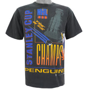 NHL (Salem) - Pittsburgh Penguins Stanley Cup Championship 2 Side T-Shirt 1991 Large Vintage Retro Hockey