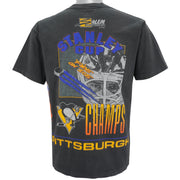 NHL (Salem) - Pittsburgh Penguins Stanley Cup Championship 2 Side T-Shirt 1991 Large Vintage Retro Hockey