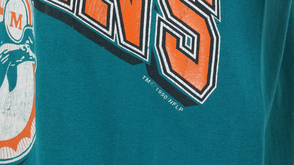 NFL (Logo 7) - Miami Dolphins Big Spell-Out Jersey 1990 Small Vintage Retro Football