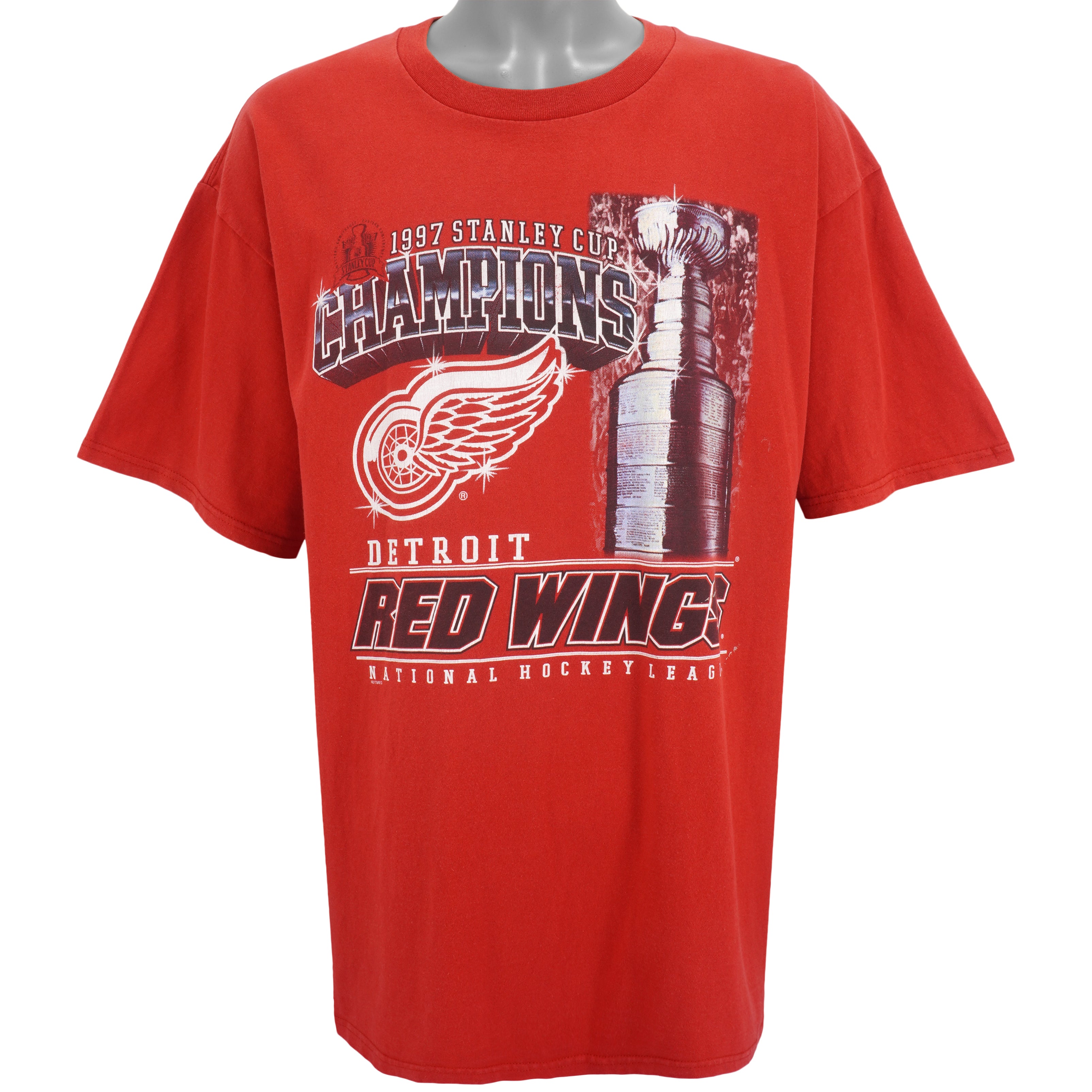 VTG Starter Detroit Red Wings T Shirt Mens XL White Single Stitch Stanly  Cup 97