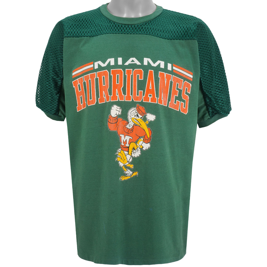NCAA (Artex) - Miami Hurricanes Spell-Out T-Shirt 1990s Large Vintage Retro Football College