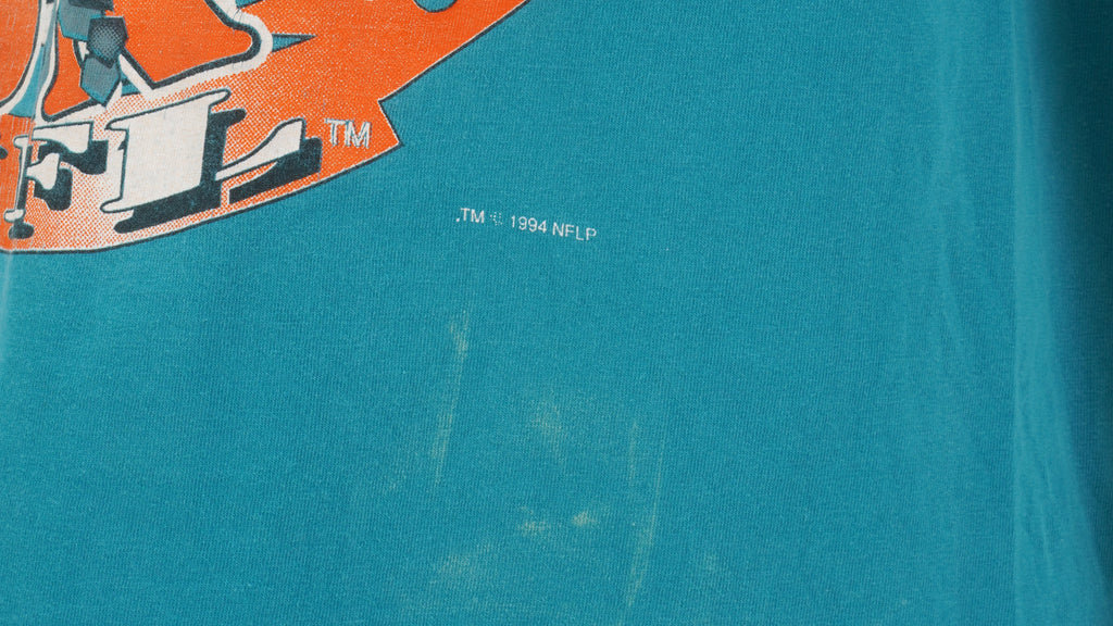 NFL (Trench) - Miami Dolphins Spell-Out T-Shirt 1994 X-Large Vintage Retro Football