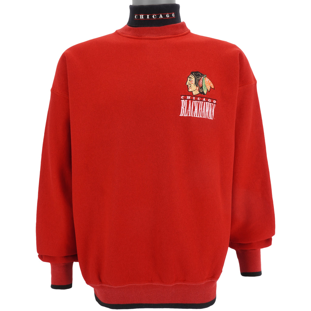 NHL (The Game) - Chicago Blackhawks Spell-Out Sweatshirt 1990s Medium Vintage Retro Hockey