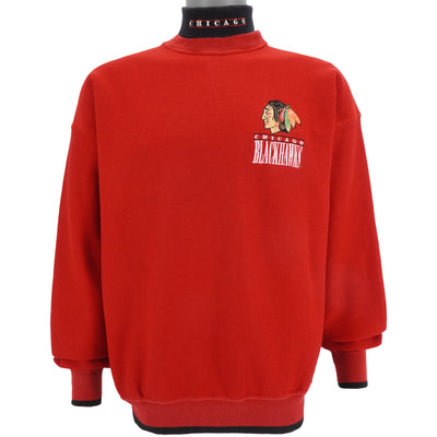NHL (The Game) - Chicago Blackhawks Spell-Out Turtleneck Sweatshirt 1990s Medium
