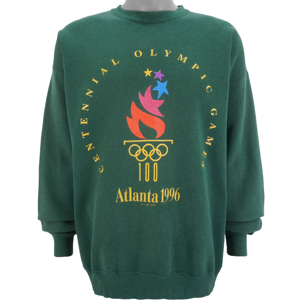 Champion - Green Atlanta Olympic Crew Neck Sweatshirt 1996 X-Large Vintage Retro