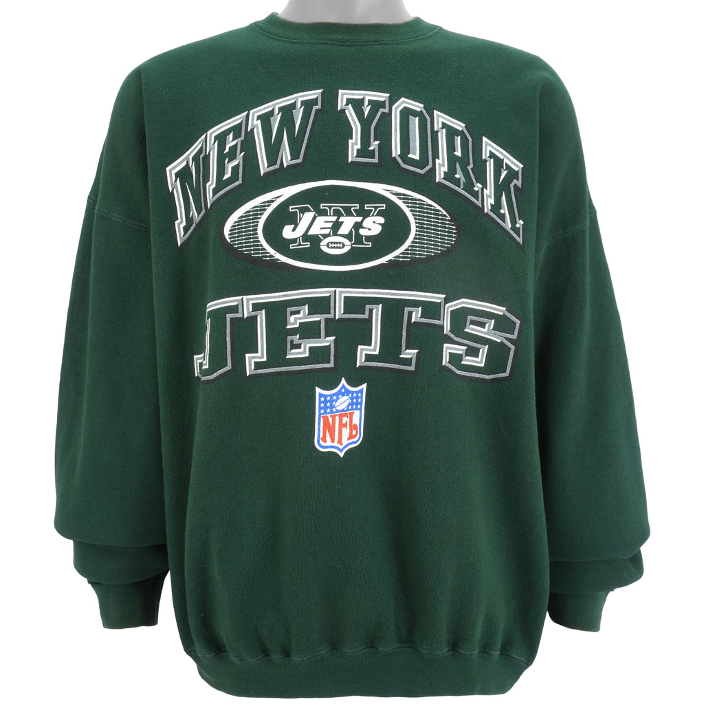 NFL (Logo Athletic) - New York Jets Crew Neck Sweatshirt 1990s X-Large Vintage Retro Football