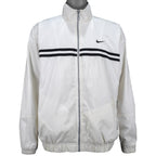 Nike - White Spell-Out Zip-Up Windbreaker 1990s Large Vintage Retro