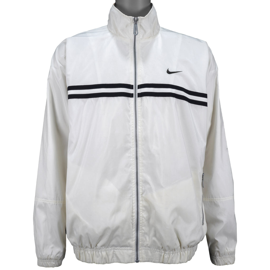 Nike - White Spell-Out Zip-Up Windbreaker 1990s Large Vintage Retro