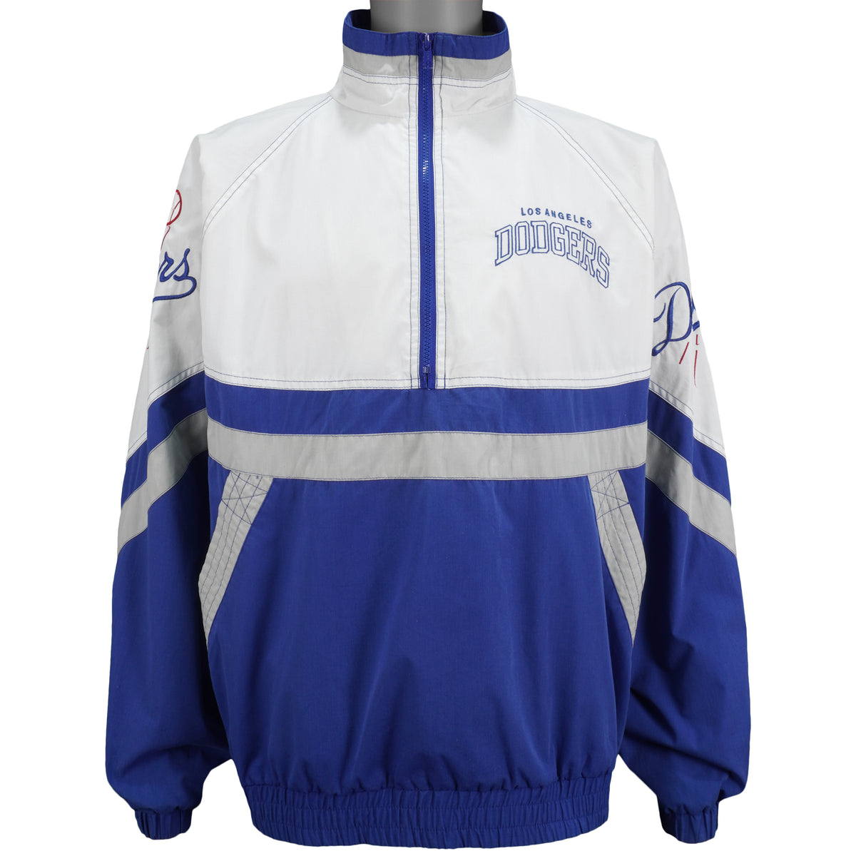 Starter - Los Angeles Dodgers 1/4 Zip Spell-Out Windbreaker 1990s Large Vintage Retro Baseball