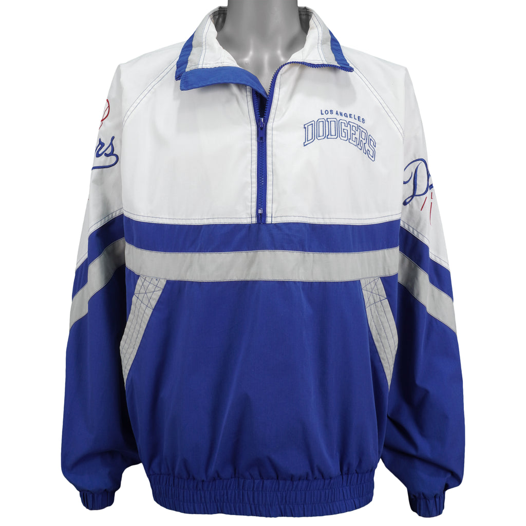Starter - Los Angeles Dodgers 1/4 Zip Spell-Out Windbreaker 1990s Large Vintage Retro Baseball