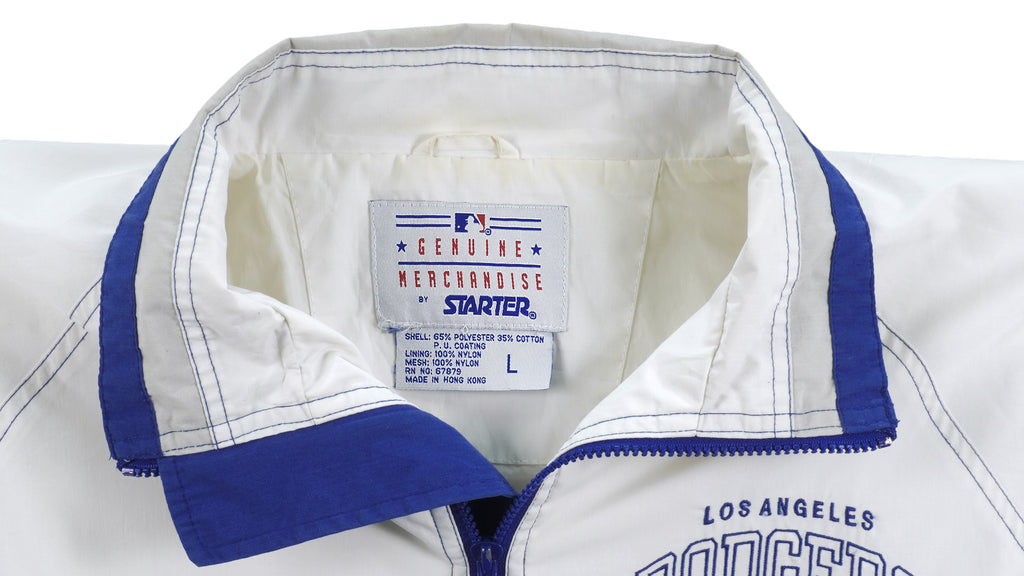 Starter - Los Angeles Dodgers 1/4 Zip Spell-Out Windbreaker 1990s Large Vintage Retro Baseball
