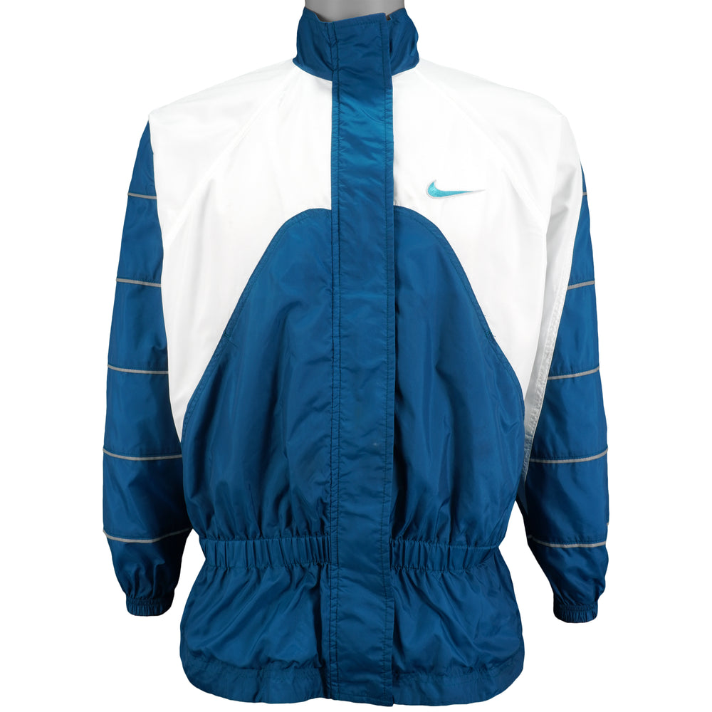 Nike  - Blue & White Spell-Out Windbreaker 1990s Medium Vintage Retro