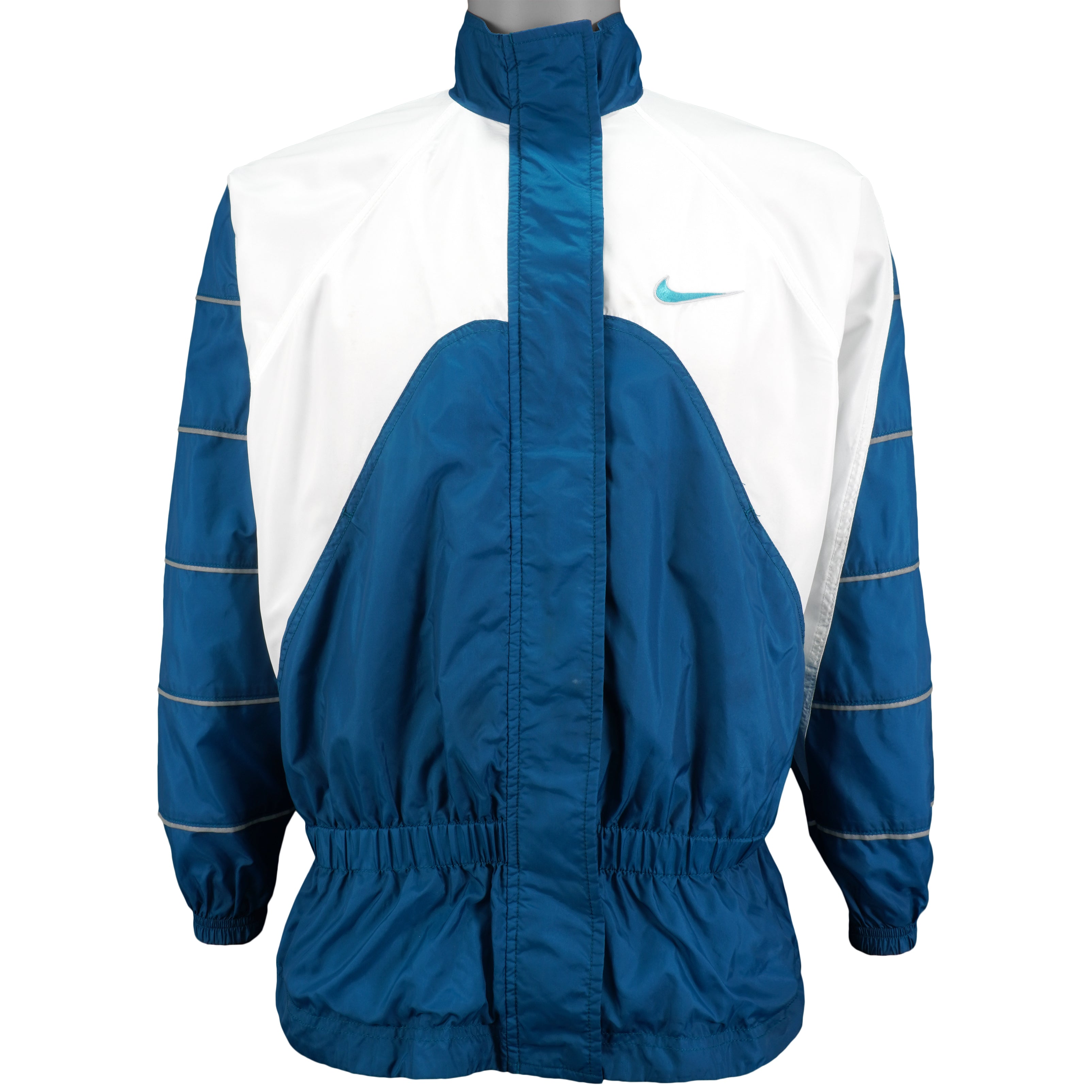 Nike  - Blue & White Spell-Out Windbreaker 1990s Medium Vintage Retro