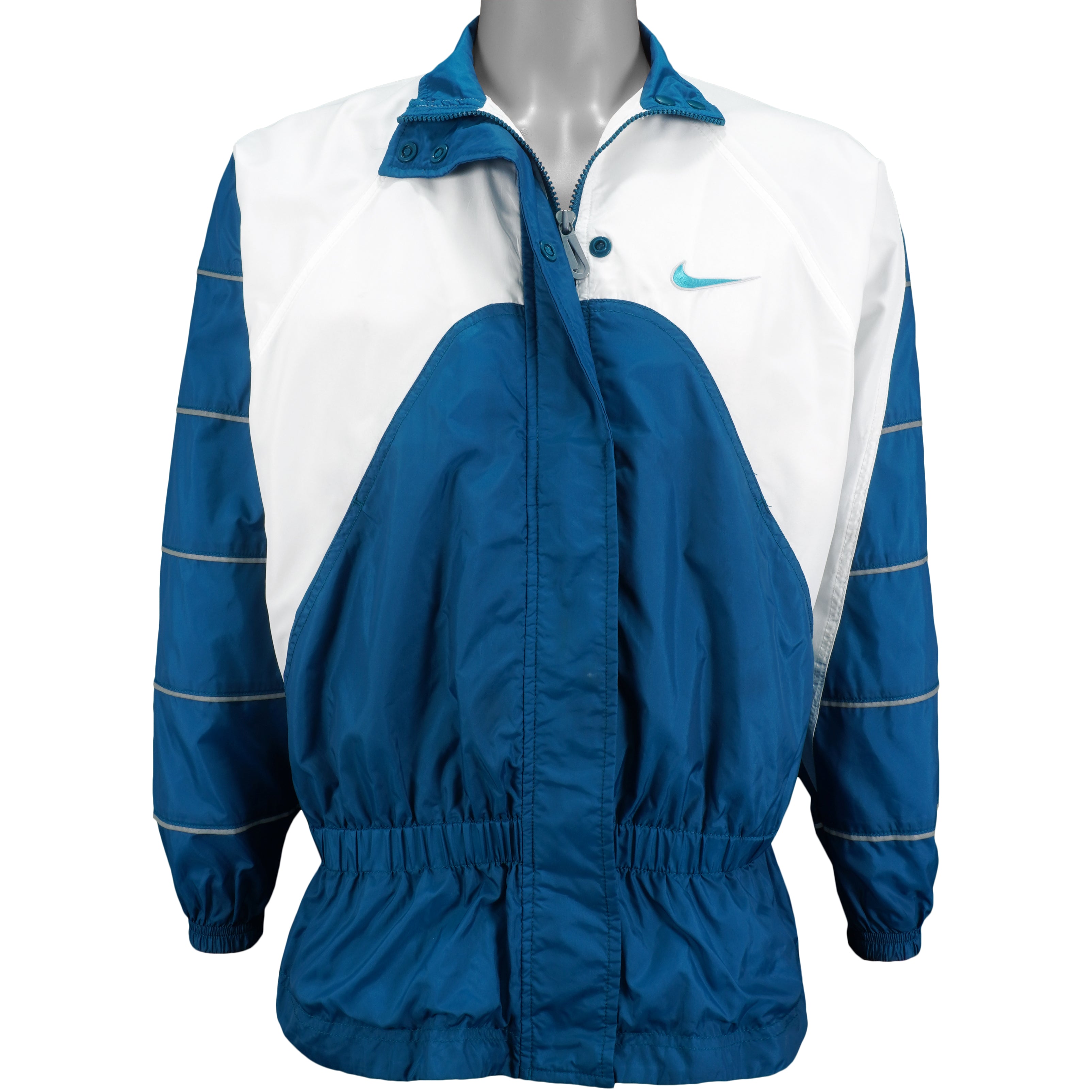 Nike  - Blue & White Spell-Out Windbreaker 1990s Medium Vintage Retro