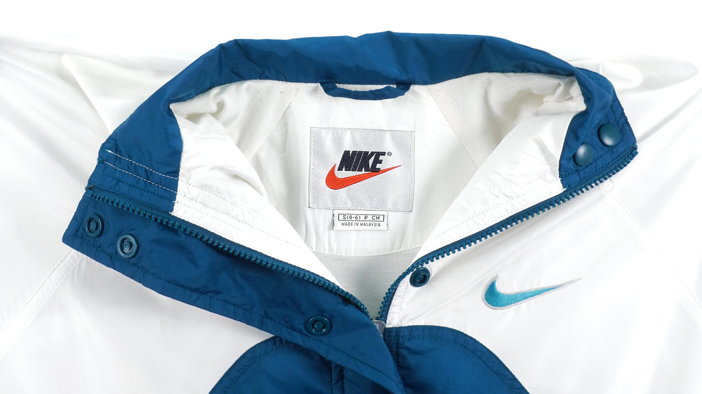 Nike  - Blue & White Spell-Out Windbreaker 1990s Medium Vintage Retro