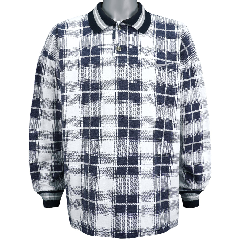 Nike - Black & White Plaid Sweatshirt 1990s X-Large Vintage Retro