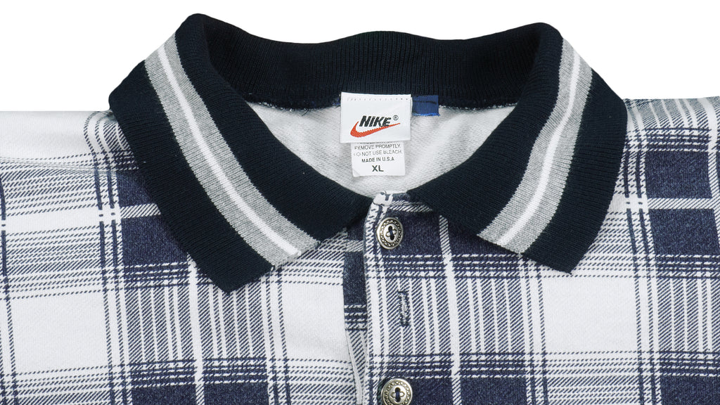 Nike - Black & White Plaid Sweatshirt 1990s X-Large Vintage Retro