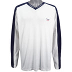 Tommy Hilfiger - White With Black Long Sleeved Shirt 1990s X-Large Vintage Retro