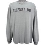 Tommy Hilfiger - Grey Spell-Out Long Sleeved Shirt 1990s XX-Large Vintage Retro
