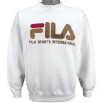Fila - White Big Spell-Out Crew Neck Sweatshirt 1990s Large
