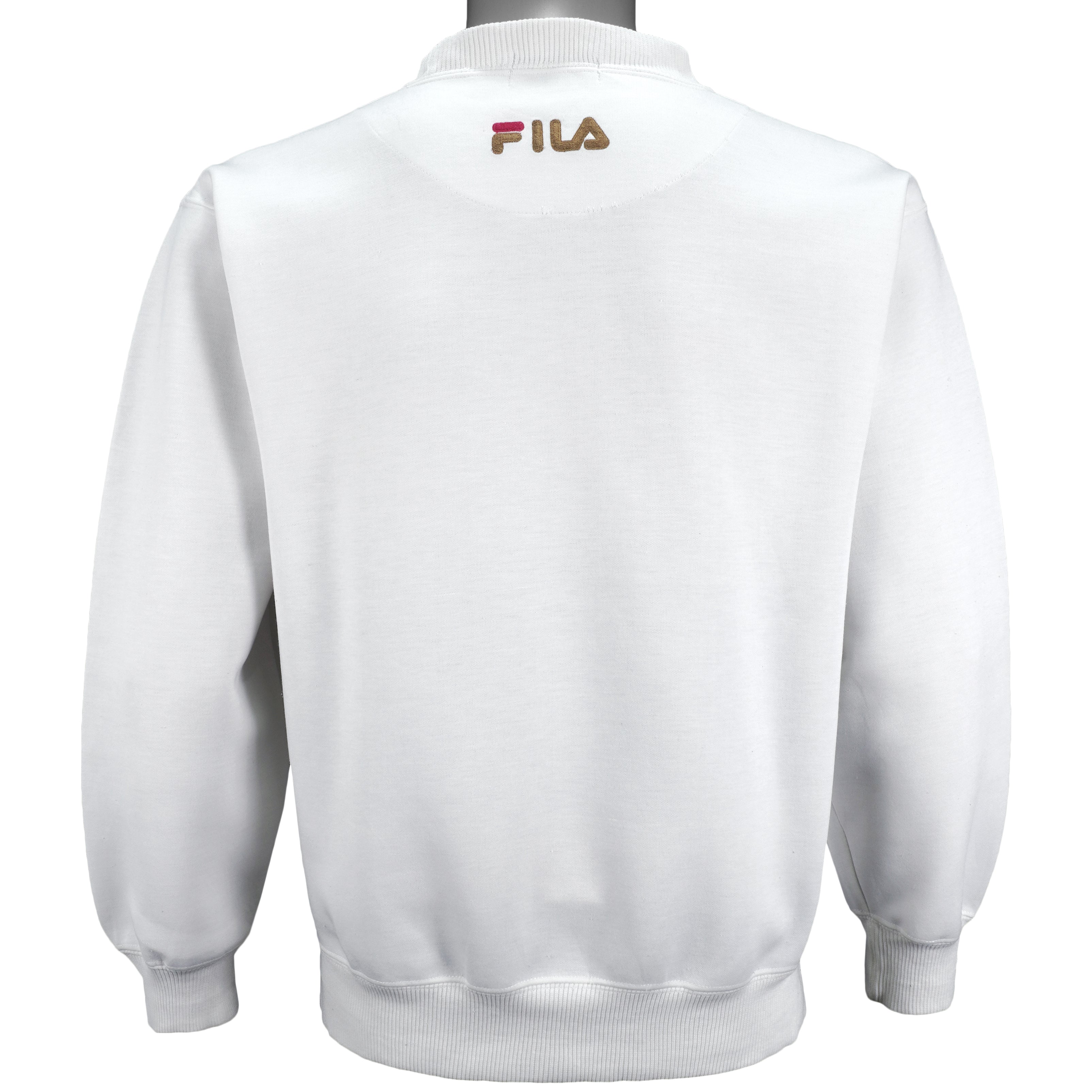Vintage Fila - White Big Spell-Out Crew Neck Sweatshirt 1990s