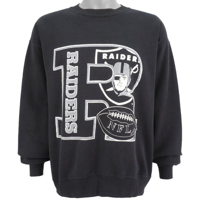 NFL (Hanes) - Oakland Raiders Big Logo Crew Neck Sweatshirt 1990s X-Large