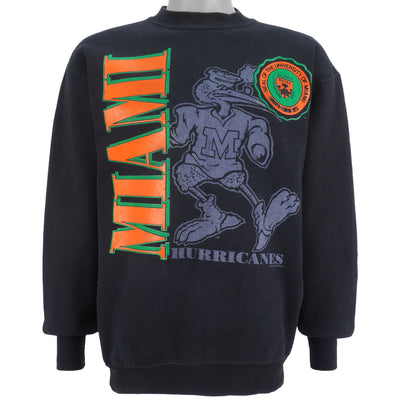 NCAA (Savvy) - Miami Hurricanes Spell-Out Crew Neck Sweatshirt 1990s Large