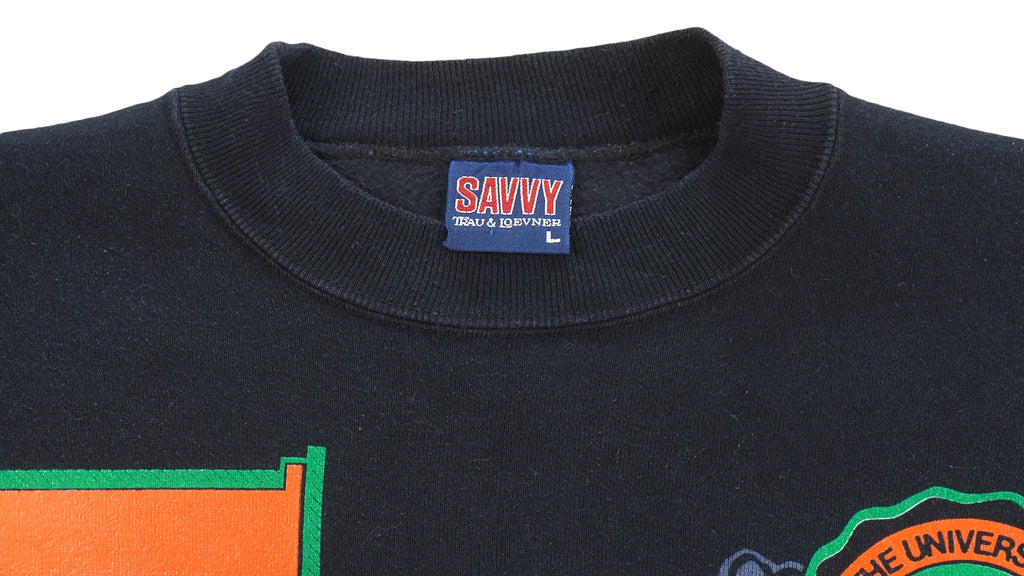 NCAA (Savvy) - Miami Hurricanes Spell-Out Crew Neck Sweatshirt 1990s Large Vintage Retro Football College