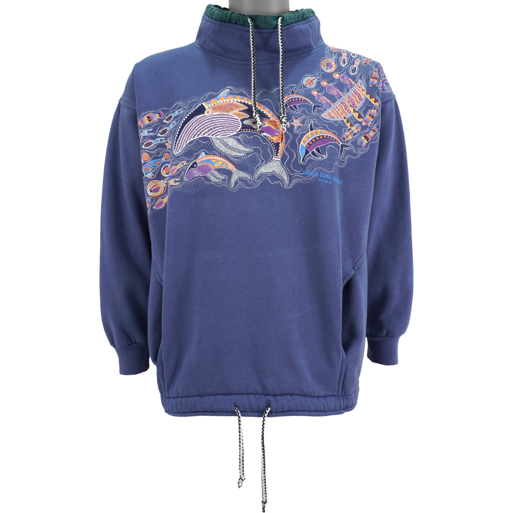 Vintage (Churinga) - Whale Song Journey, Australia High Neck Sweatshirt 1990s Medium Vintage Retro