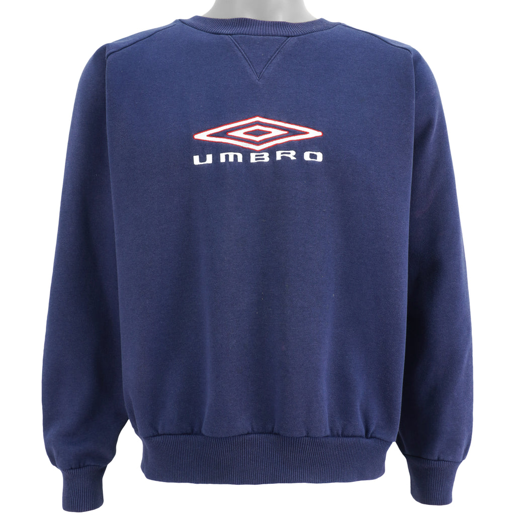 Umbro - Blue Embroidered Crew Neck Sweatshirt 1990s Large Vintage Retro