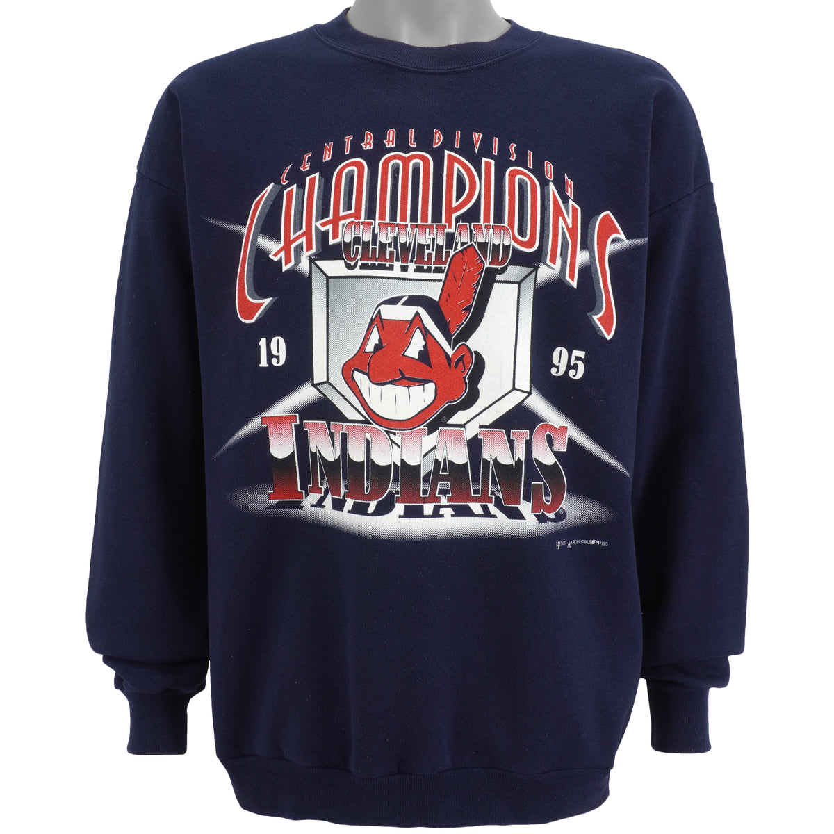 MLB (Tultex) - Cleveland Indians Crew Neck Sweatshirt 1995 Large Vintage Retro Baseball